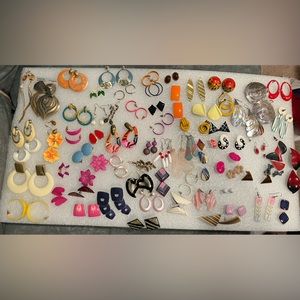 Huge Statement runway enamil 80s earrings  lot so may cool pair